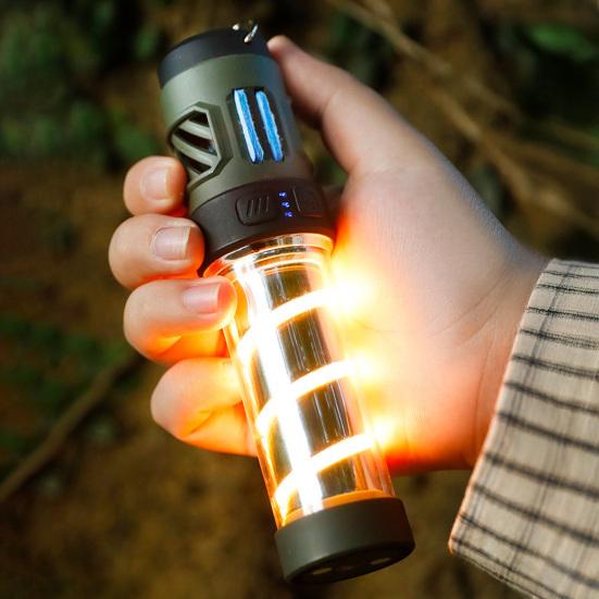 Outdoor Camping Light with Tripod Repellent Tablets 5 Modes Adjustable USB Rechargeable Multifunction LED Flashlight Lantern Tent Hanging Lamp