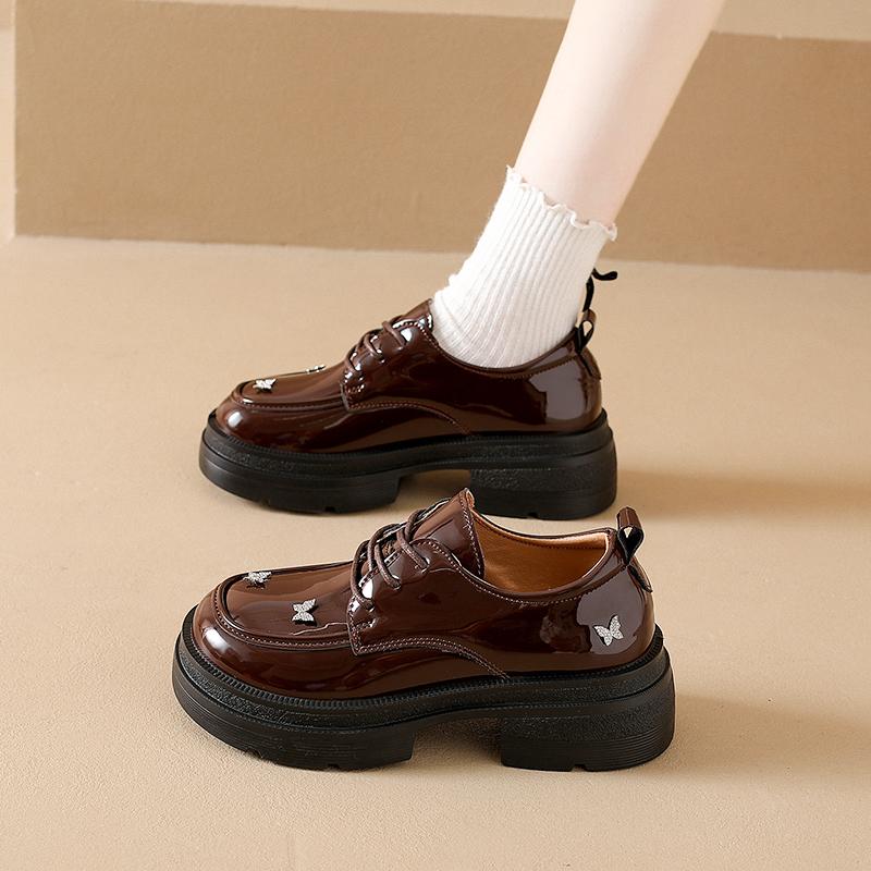 

Fashion CRLAYDK Women Platform Vintage Loafers Lug Sole Slip On Leather Chunky Penny Ladies Business Casual Dressy Office Work Shoes 35