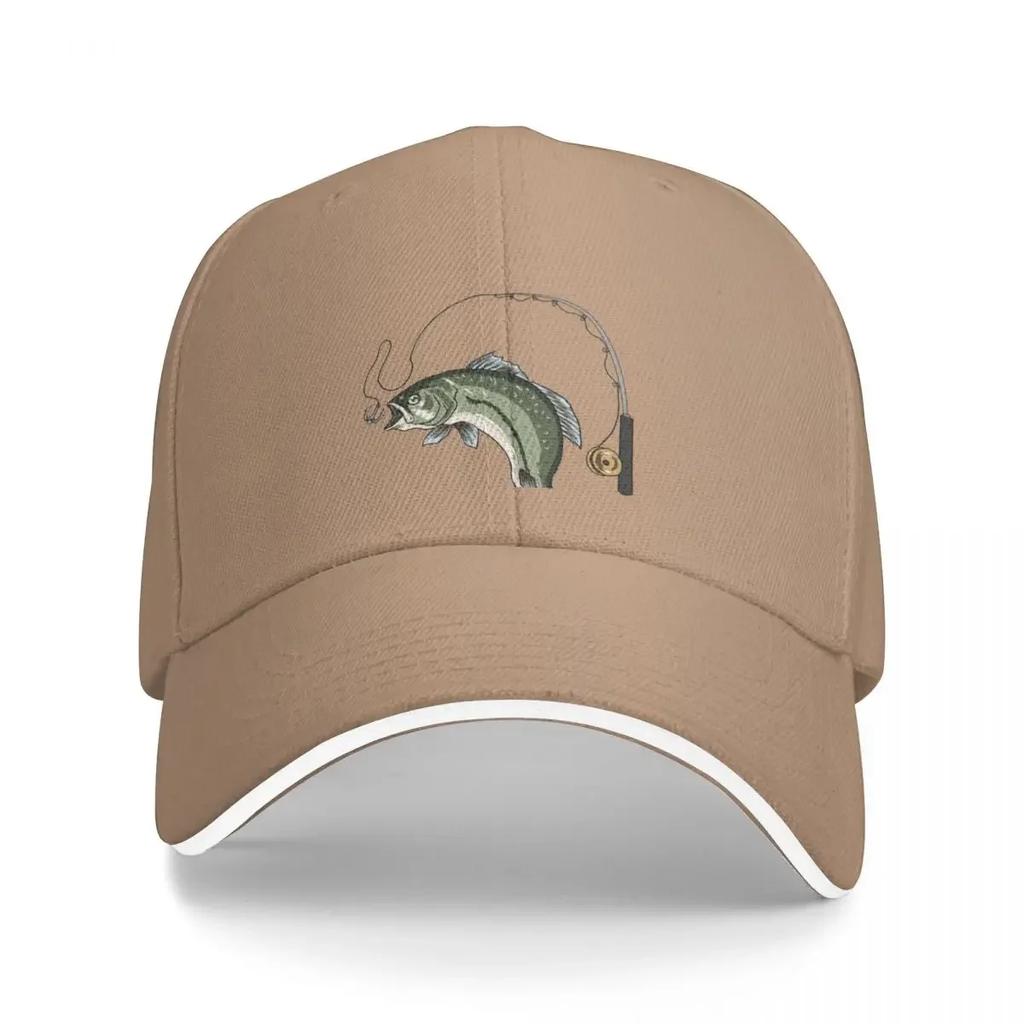 Fish with Rod and Reel Gone FishingCap Baseball Cap Streetwear Rugby Unisex Cap Women's