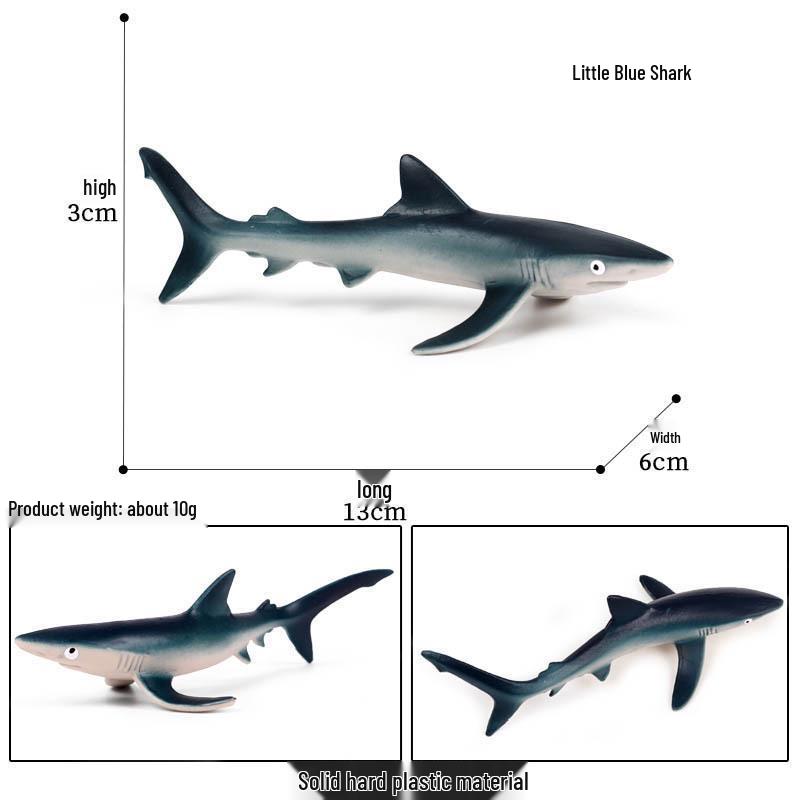 Marine Animal Simulation Model Figures: Shark, Dolphin, Hammerhead, Crab, Squid, Starfish for Kids' Education