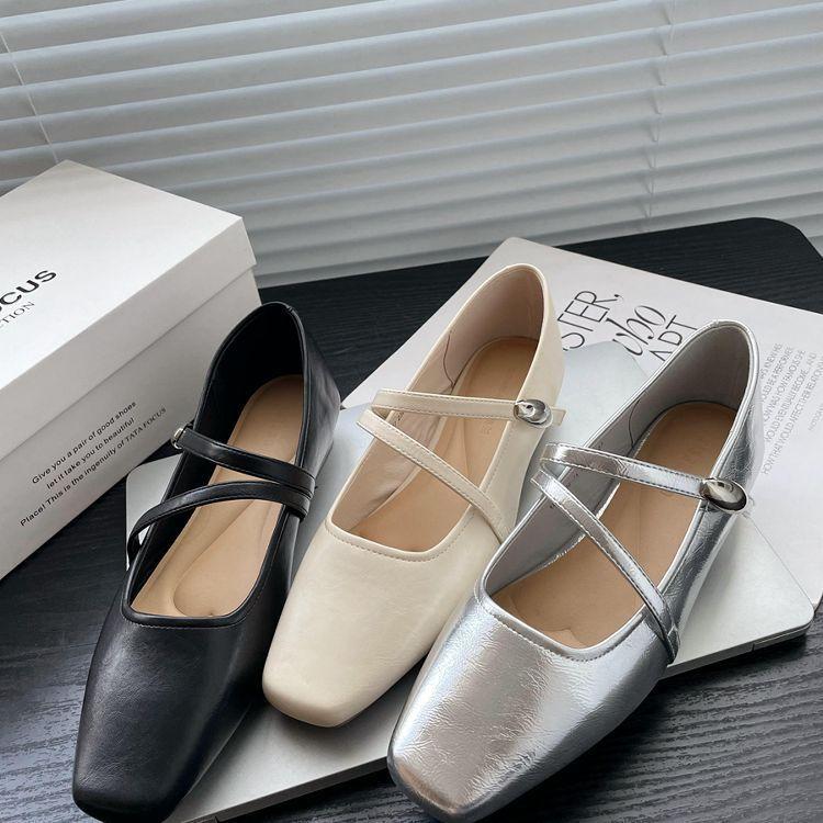 Single Shoe Women's 2025 New Super Foreign Comfortable and Versatile with Skirt One Pedal Soft Sole Square Head Mary Jane Women's Shoes