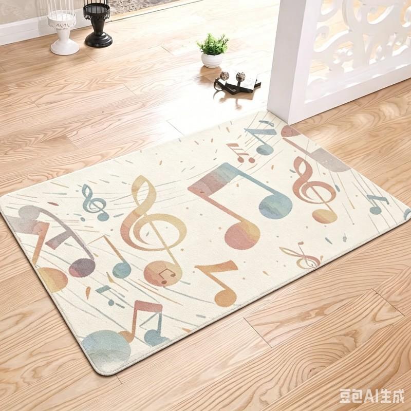 Creative Music Note Welcome Mat Colorful Neon Musical Symbol Pattern Doormat Music Lover Gift Home Entryway Decor Floor Rug