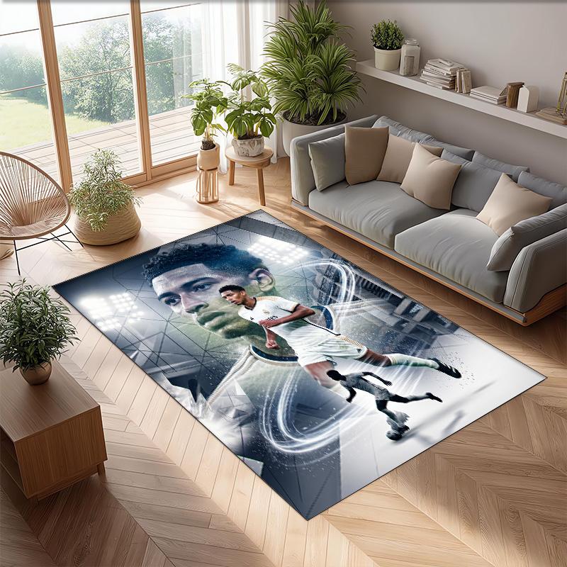 Tappeto Morbido per Area con Motivo Calcio Jude Bellingham Antiscivolo Tappeto per Pavimento Interno Tappetino Decorazione Sportiva per Camera da Letto