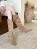 Autumn and Winter New Pointed Wedge Temperament French Fashion Belt Buckle Suede Women's Boots