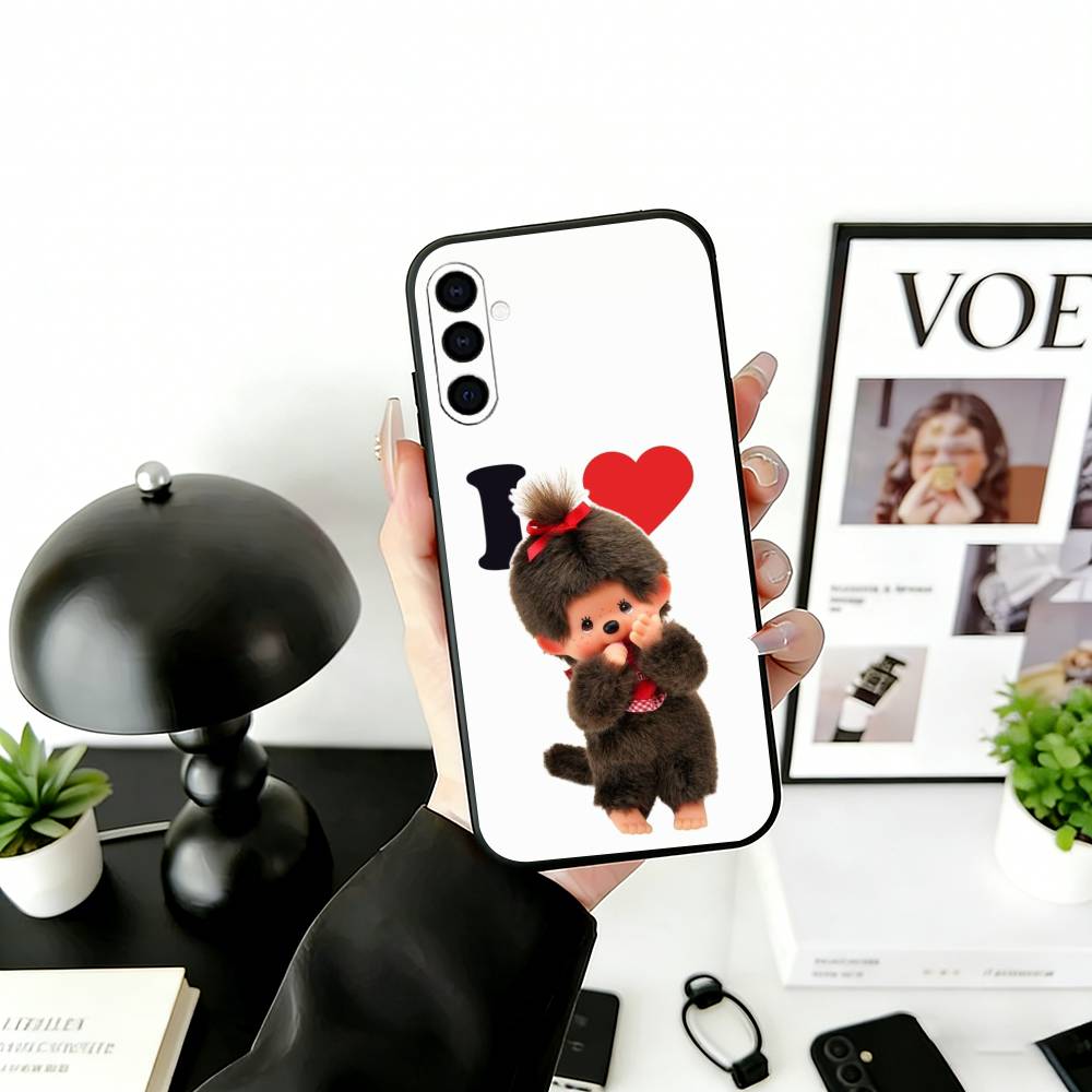 C-Cute M-monchhichis-s Phone Case Black Silicone Soft For Samsung Galaxy A73,A72,A71,A70,A53,A52,A51