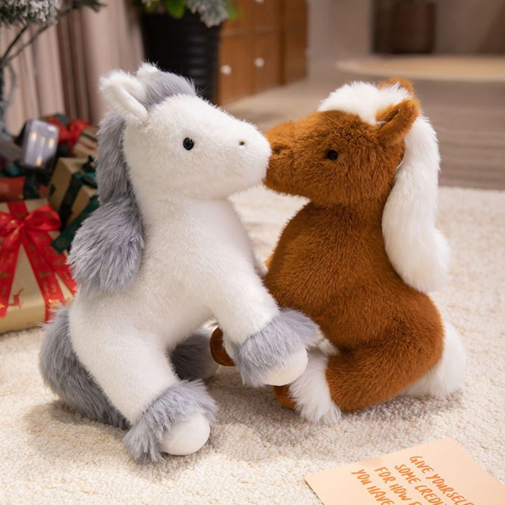 Standing Pony Plush Toys Long Mane Cartoon Horse Stuffed Toy Foal Plush Doll Easter Gifts