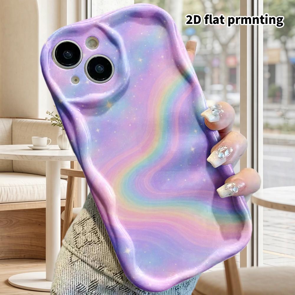 Phone Case: 2D Flat Design Suitable for iPhone 18, 17, 16, 15, 14, 13 Pro Protective Cases, Rainbow Nebula, Hugging Twin Bears, Christmas and Hallowee