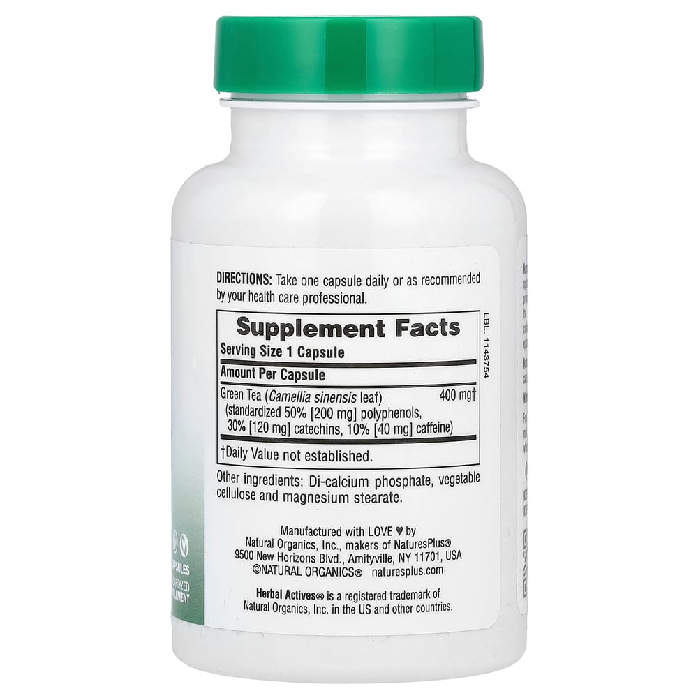 Nature's Plus Herb Active Green Tea 400mg, 60 Capsules