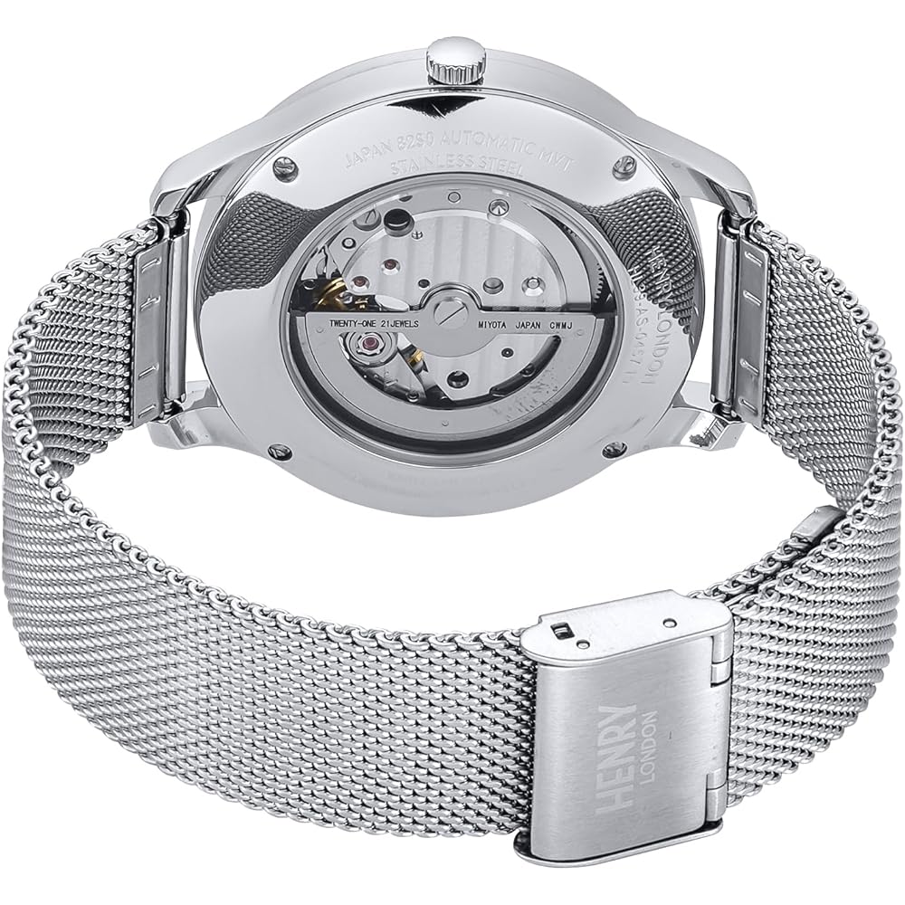 Ceas Unisex HENRY LONDON HERITAGE SIGNATURE HL39-AS-0457-SS Ceas Automatic cu Geam Mineral, Cadran Albastru și Oțel Inoxidabil [Import Paralel]