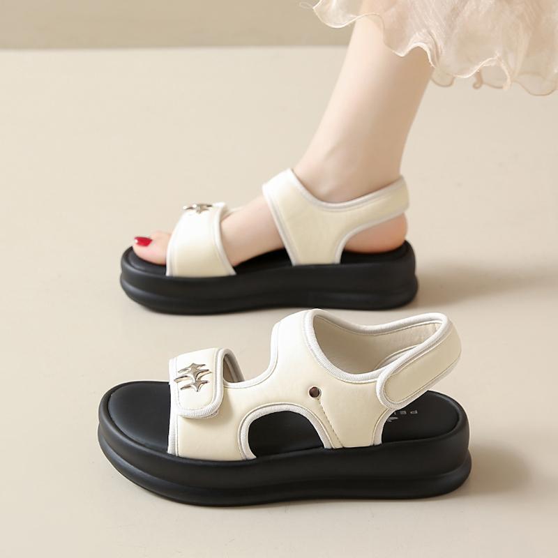 CRLAYDK Women's Sandals Adjustable Strap Hook&Loop Shoes Comfort Platform Summer Walking Casual Outdoor Beach Dressy Slippers