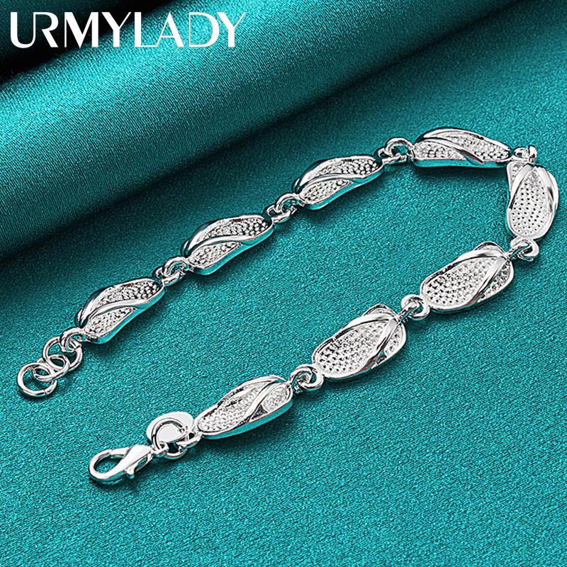 925 Sterling Silver Slipper Chain Bracelet For Women Fashion Wedding Party Jewelry