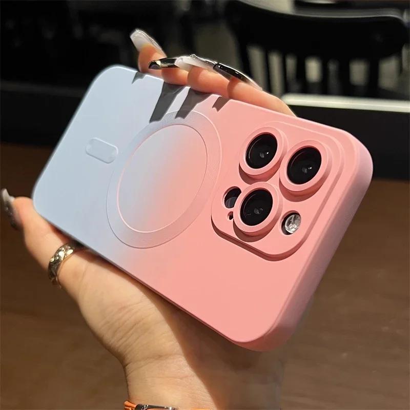 Luxuriöse Farbverlauf-Hülle für Magsafe kabelloses Ladecase für iPhone 16 15 14 Plus 12 11 13 Pro Max Weiche Silikon Magnetische Hülle