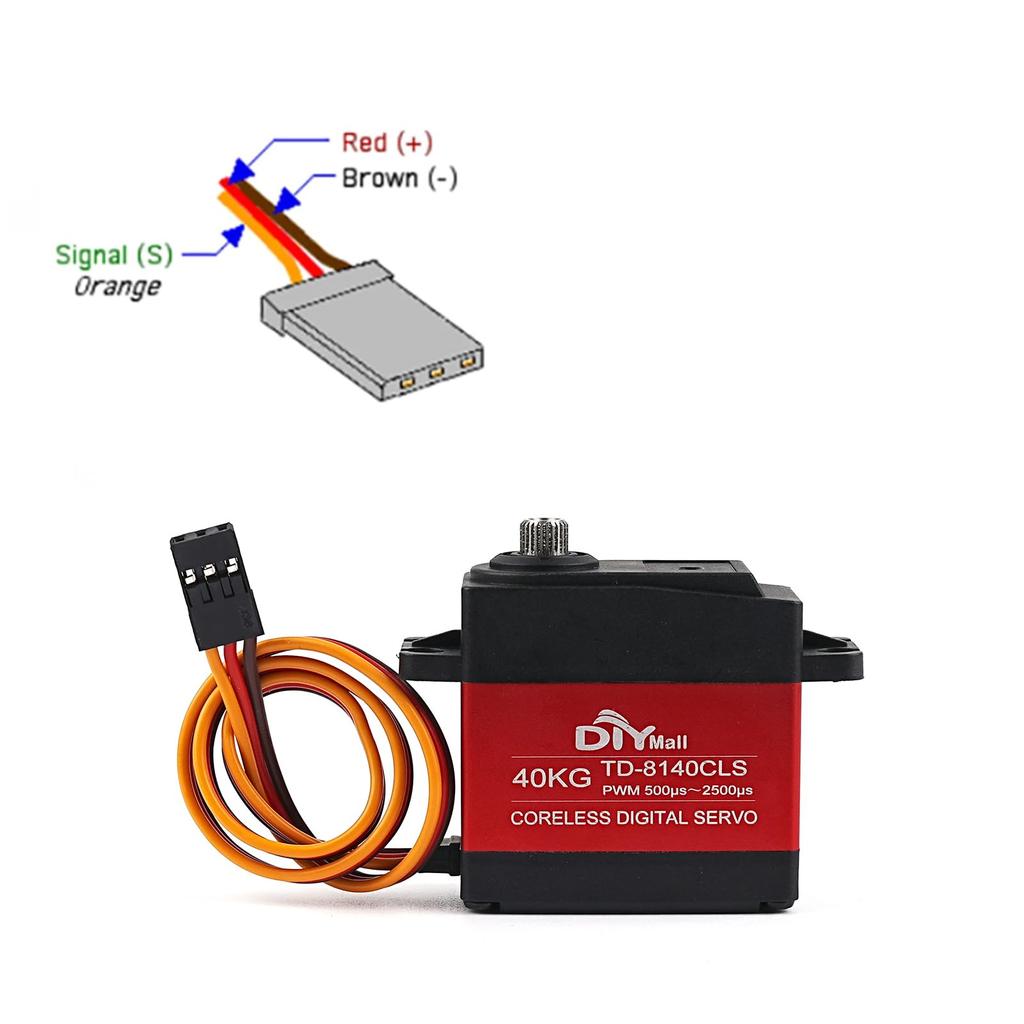DIYmall 40KG Digital Servo, High Voltage, High Torque, Coreless Motor, Metal Gear, 360° Continuous Rotation Servo for Cars, Robots, Helicopters