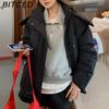 BITCED New Style Women's Winter Short-Length Hooded Puffer Jacket with Design-Forward Thickened Fleece Lining