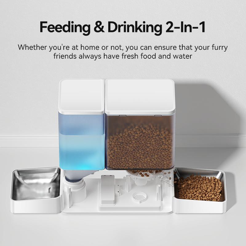 ROJECO Automatic Pet Feeder Water Fountain 8.5L Button Version Dog Food Dispenser Water Refill 2 in 1 Drinking Feeding Supplies 5