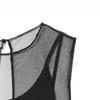 2025 Winter European & American Style Elegant Little Black See-through Dress