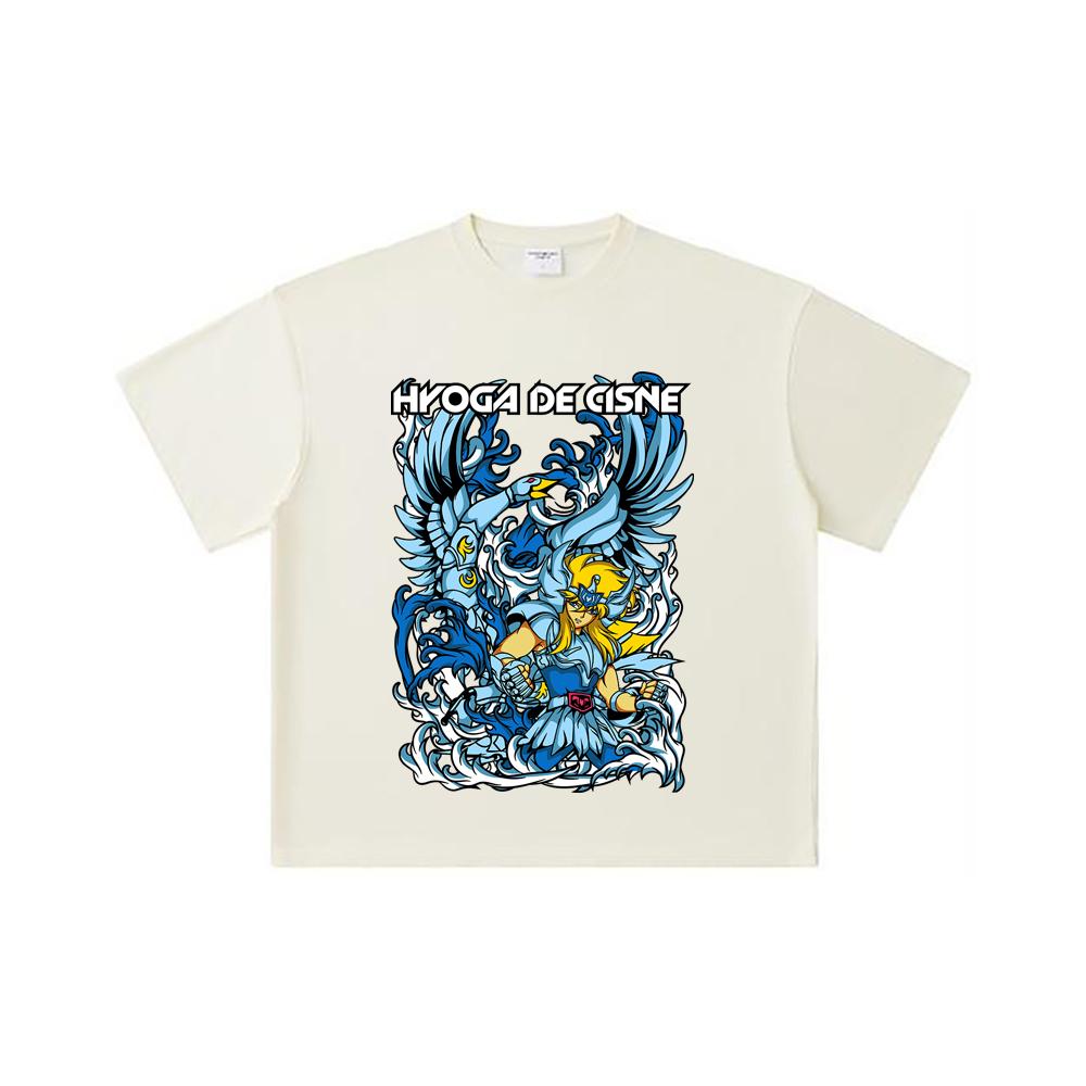 

260 GSM Double Yarn 32 Count 100% Cotton Saint Seiya V14 Hyoga Print Unisex Heavy Cotton T Shirt S