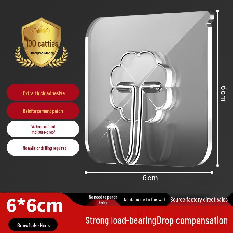 Seamless No-Drill Adhesive Interlocking Hooks for Bathroom & Kitchen - Strong, Transparent, Multifunctional Hooks