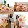 Adorable Pink And Brown Sunflower Capybara Plush Toy Soft Pillow For Kids And Girls