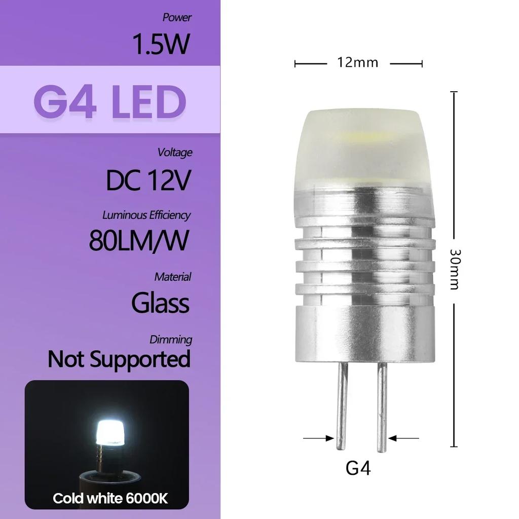 High Light LED MINI G4 AC DC 12V 24V Low Power 1.2W 1.4W 1.5W 2W 3W Efficiency Strobe Free for Crystal Chandelier Kitchen Toilet