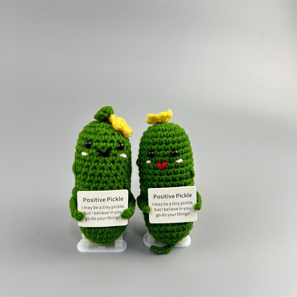 Handmade Emotional Support Pickle Positive Cucumber Dolls Home Decoration Funny Kawaii Yarn Knitting Gifts Living Room Decor