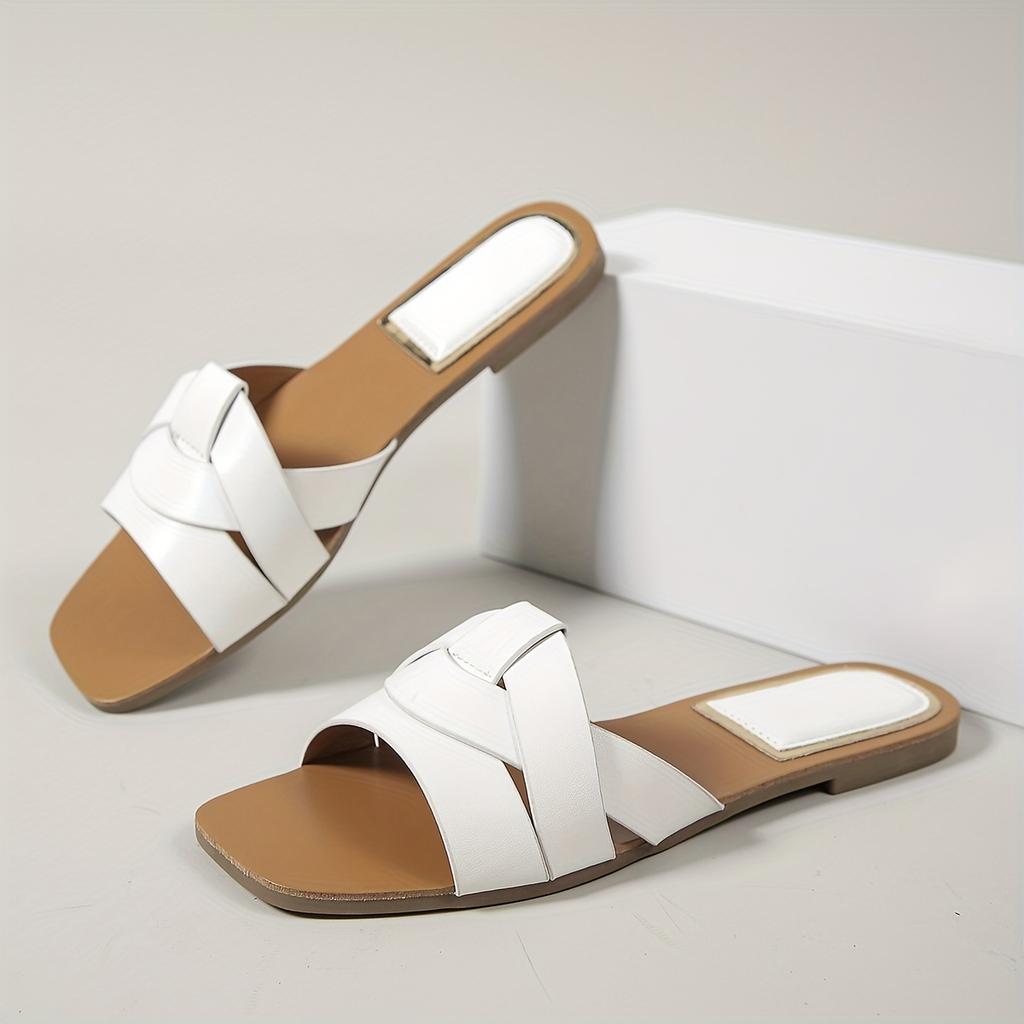 New Summer 2026 Women's Shoes, Casual Outdoor Lightweight Sandals, Fashionable Open-Toe Slip-On Shoes, Simple Vacation Beach Slippers