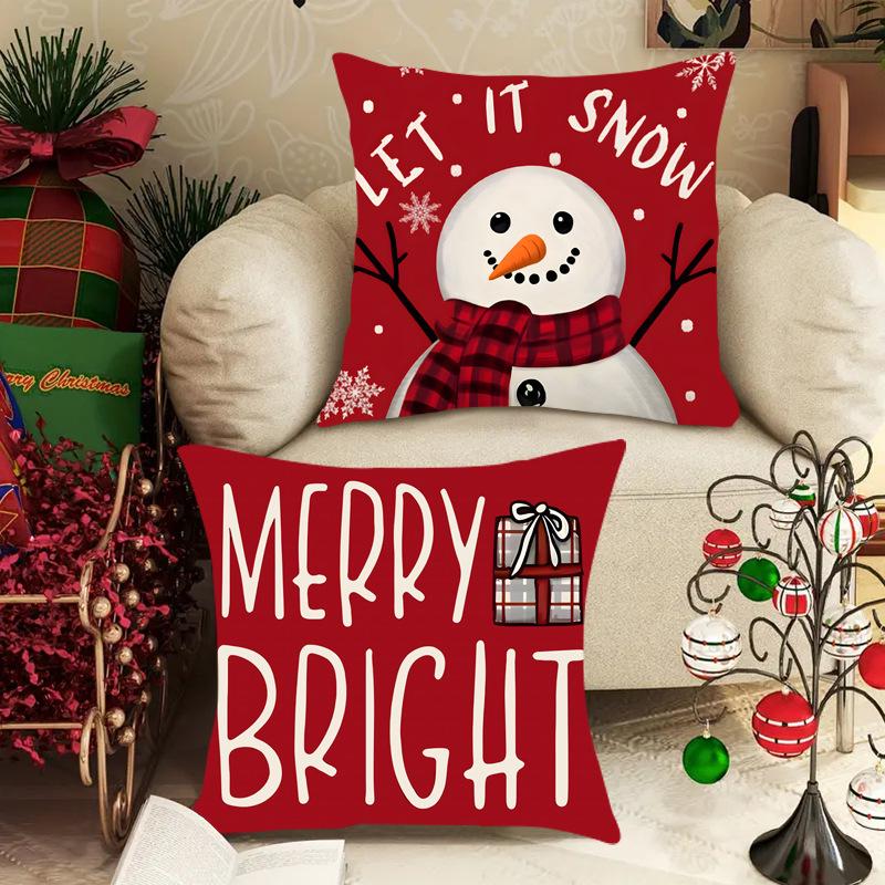 New Santa Claus Snowman Printed Pillow Cover Living Room Sofa Cartoon Pattern Cushion Cover Pillow Cover