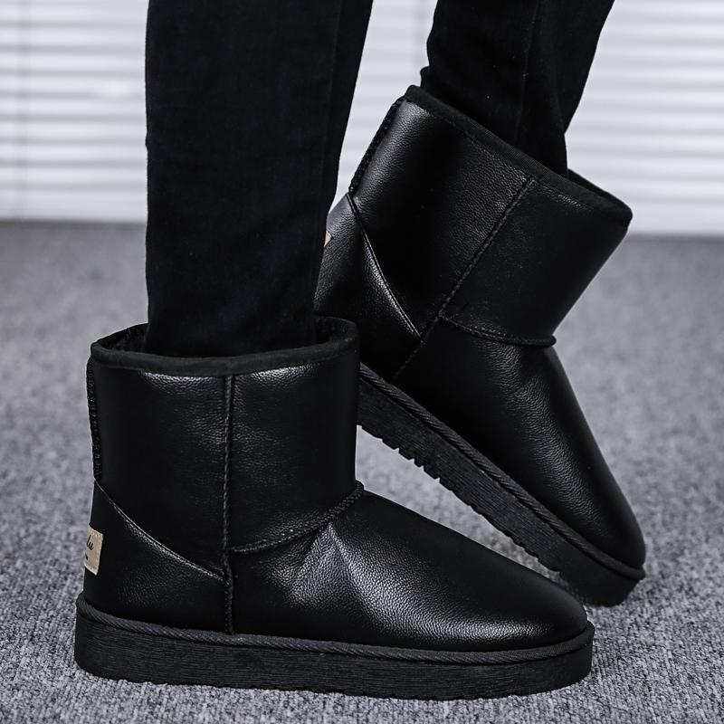 Winter velvet cotton boots men's thickened warm shoes youth tide boots high-top shoes short boots leather outdoor snow boots
