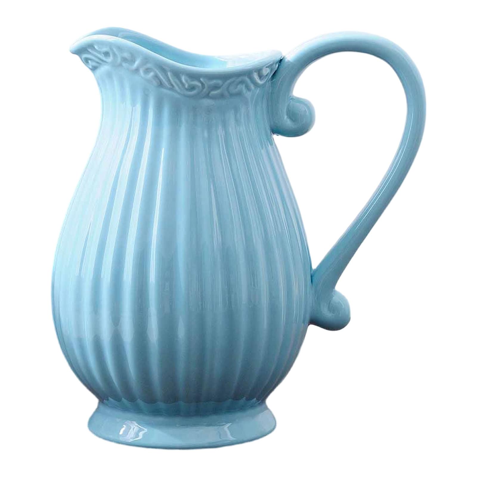 

Ceramic Pitcher Vase Gift Centerpiece Decorative Jug Vase Hydroponic Plant Pot with Handle for Desk Christmas Home Fireplace синій