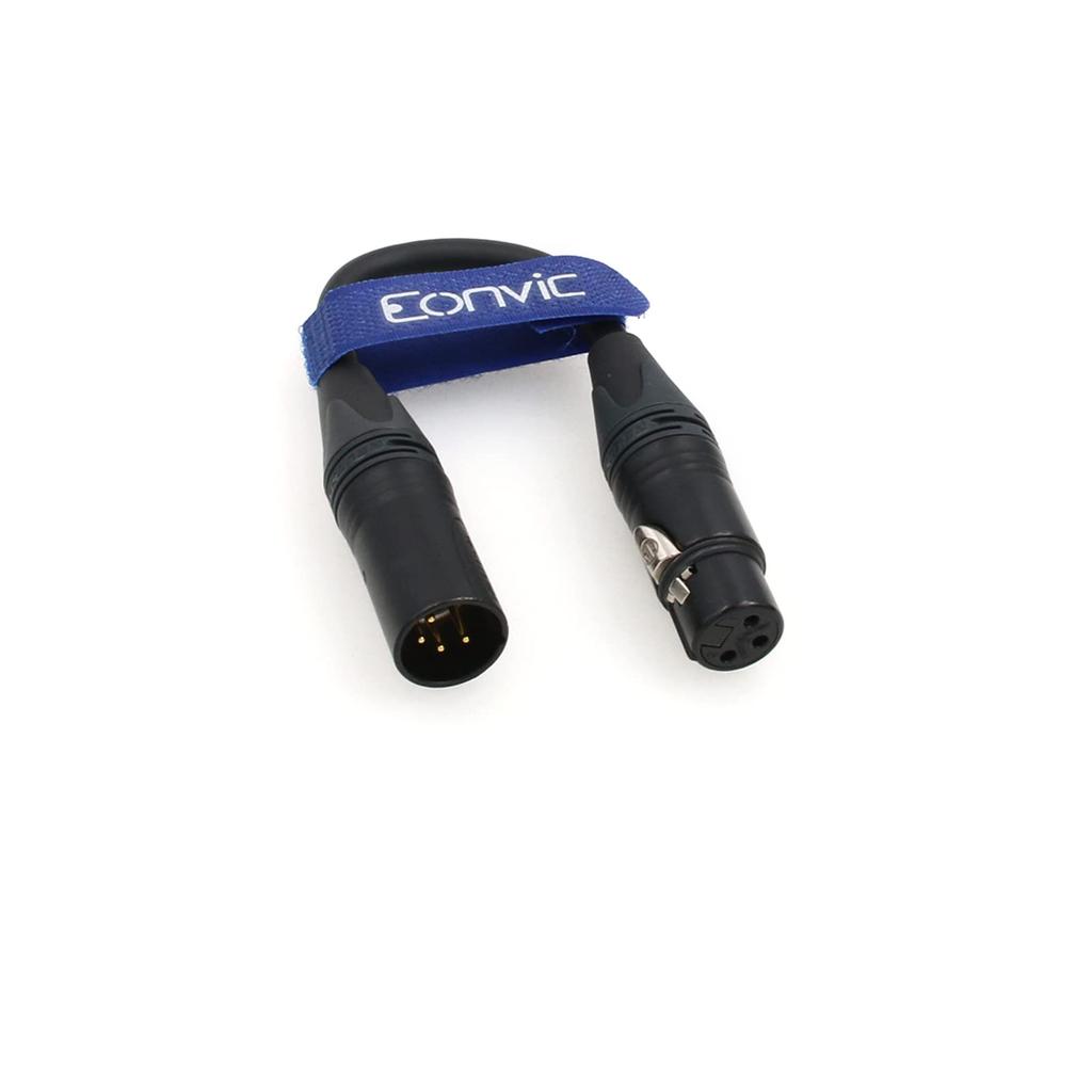 Eonvic 4-Pin XLR Male to 3-Pin XLR Female 24V DC Power Cable for Cameras (4-Pin XLR Male to 3-Pin XLR Female, 20CM)