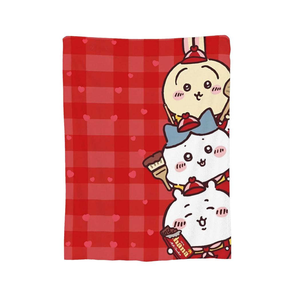 C-Chiikawaa White Momonga Blankets Fleece Spring/Autumn  Multi-function Super Warm Throw Blankets for Bedding Couch Rug Piece
