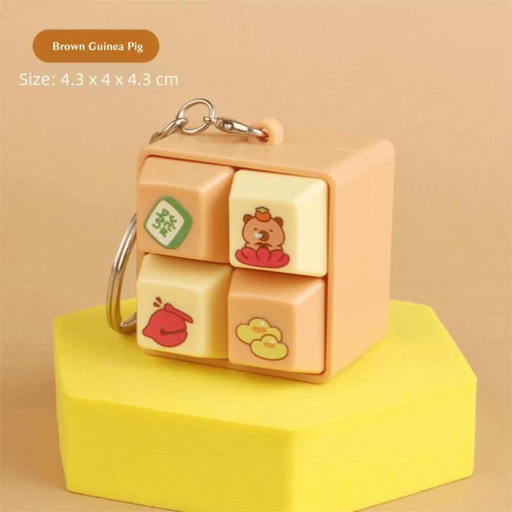 Fun Cartoon Squeeze Music New Unique Four-square Merit Key Button Keychain Couple Car Bag Key Chain & Pendant
