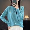 Knitted Cardigan Women's Embroidered Round Neck Sweater Small Shirt Jacket Autumn Loose Small Fragrance Tops