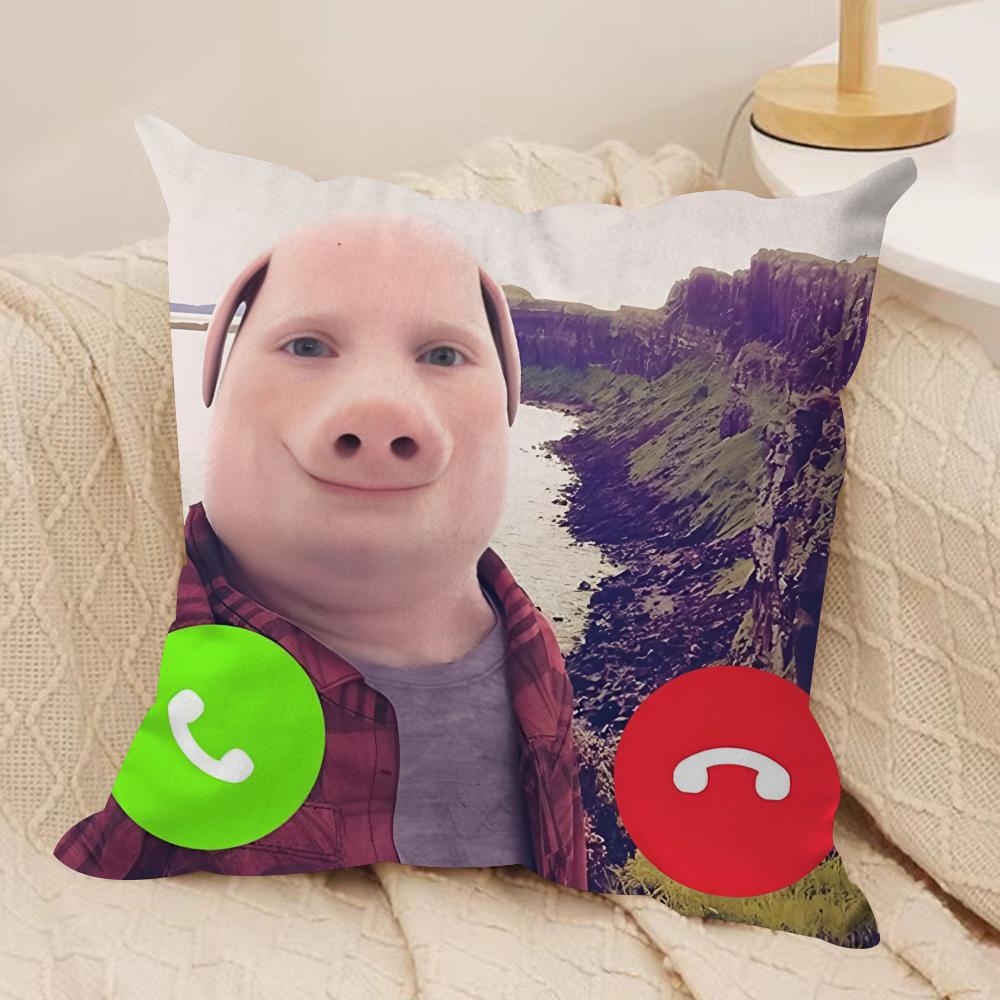 John Pork Is Calling Funny Cushion Cover Silky Short Plush DoubleSided Printed Pillow Case for Sofa All Seasons Home Decor Gift