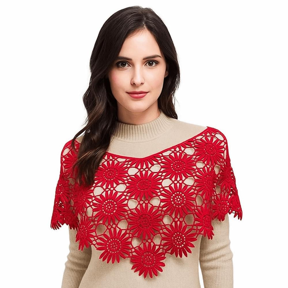 Tulle Lace False Crochet Collar Creative Fake Collar Lace Shawl Poncho  Clothes Decoration