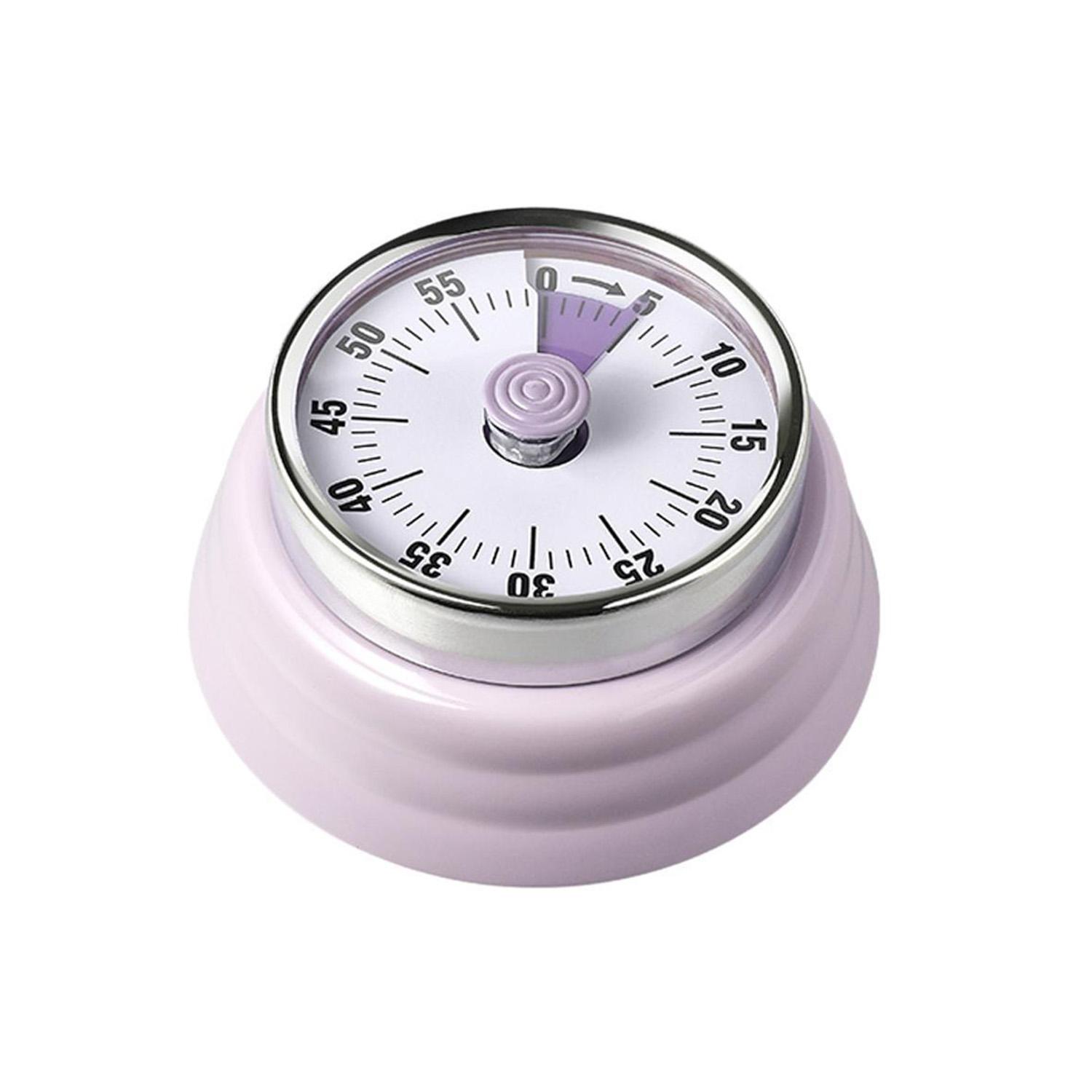 

Механічний кухонний таймер, 60-хвилинний візуальний годинник зворотного відліку, гучний магнітний нагадувач для управління часом під час приготування фіолетовий