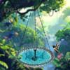 Hanging Birds Bath with Solar Fountain Pump Outdoor Garden Hummingbird Feeder Tray Solar Power Water Fountain Birdbath Bowl for Outside
