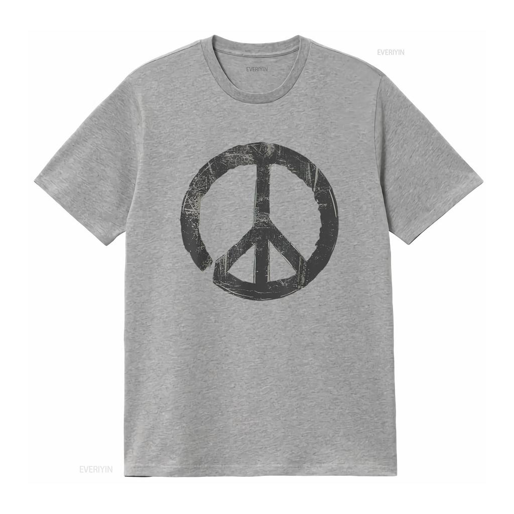 Womens Retro Vintage Distressed Design Peace Sign T Shirt White X Large Vintage Washed Unisex Graphic Breathable Soft