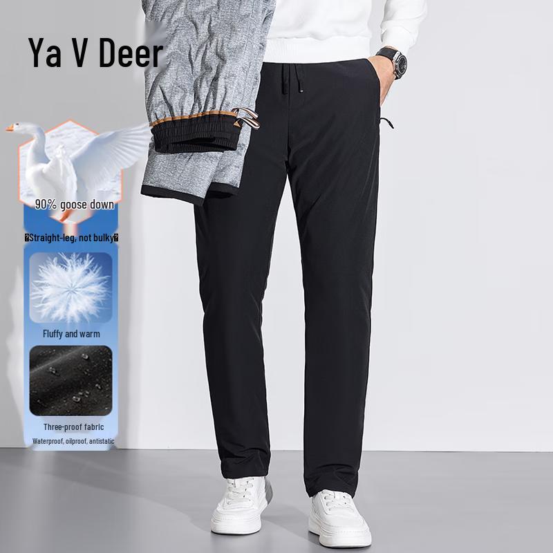 Yalu Men's 90% Goose Down 3-Proof Straight-Leg Winter Pants