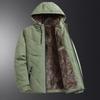 Men's Hooded Warm Fleece Lined Jacket Winter Thermal Coat Outdoor Sports Leisure Clothes Windproof  Paternal Coat