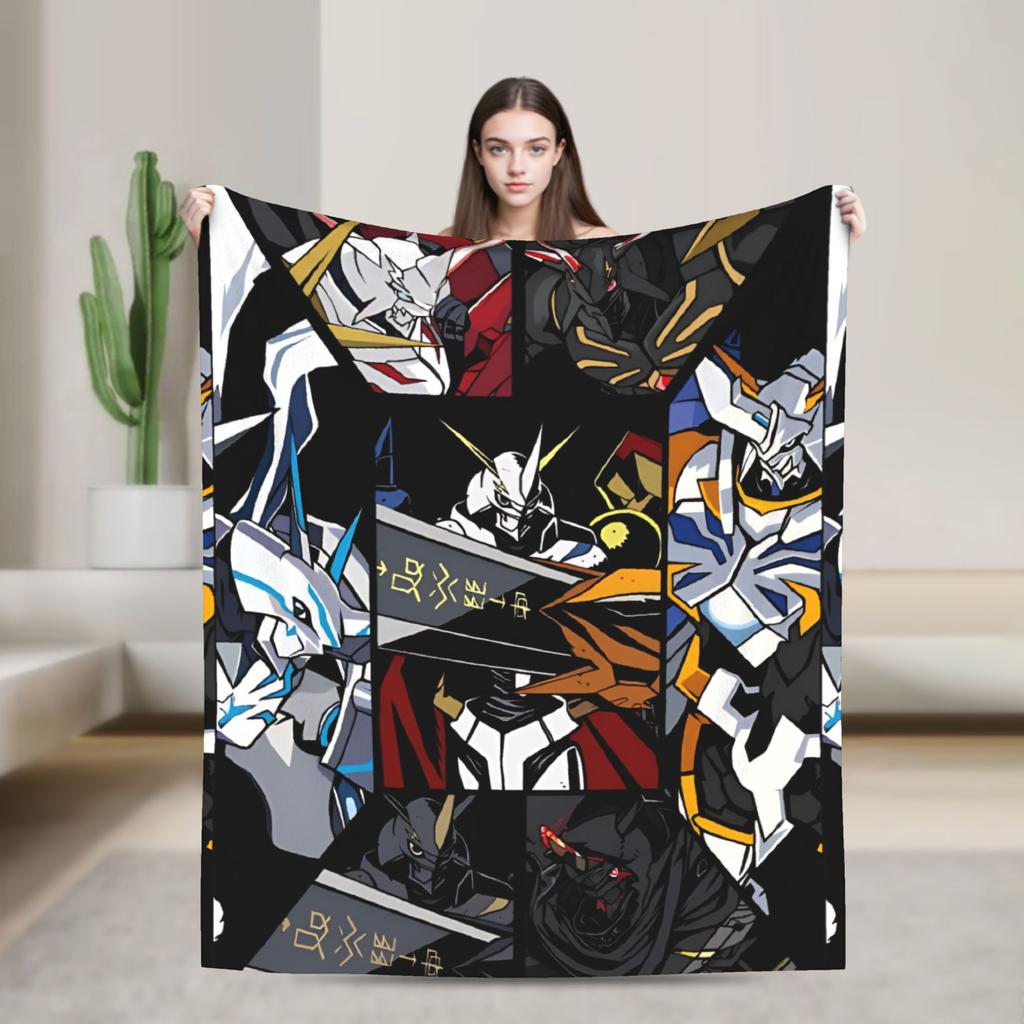Digimon Virtual Pet Blanket Flannel Decoration Multifunction Super Soft Throw Blankets for Bed Outdoor Rug Piece
