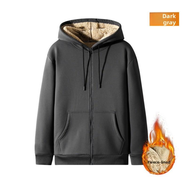 Winter New Arrival Men's Coat: Warm Shearling Sweatshirt with Fleece Lining, Thickened Casual Hooded Top