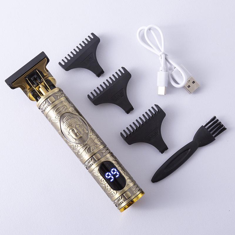 T9 LCD Electric Hair Clipper | Retro Engraving, Oil Head, Professional Home Use