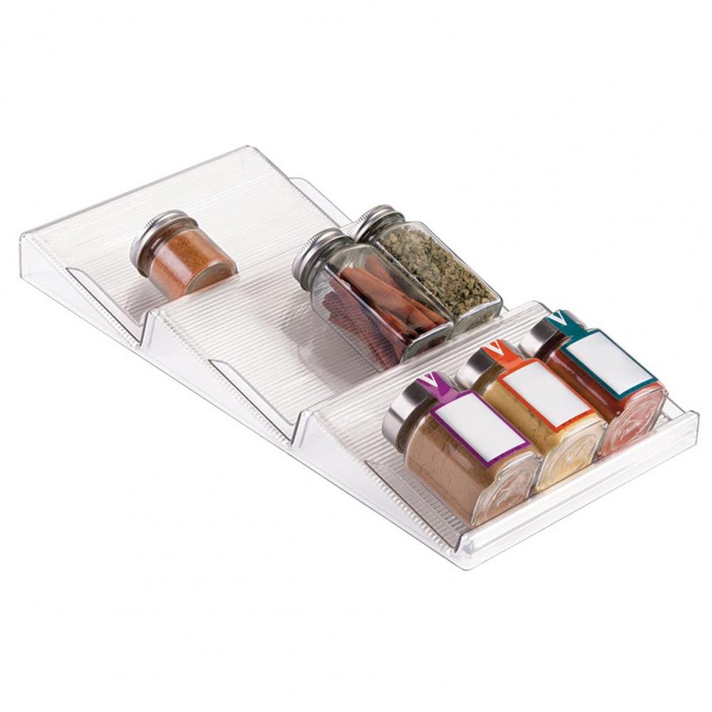 Kitchen Spice Organizer Adjustable Telescopic Spice Rack Organizer Easy-to-clean Reusable Kitchen Drawer Solution with 3 Tier