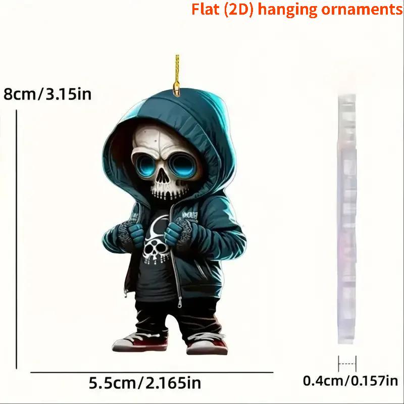 Cool Skull Rearview Mirrors Pendant Car Hanging Ornaments Car Decoration Accessories Gifts for Women Men Christmas Decoration