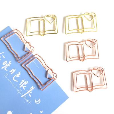 Rose Gold Electroplated Book-Shaped & Irregular Paper Clips with Holder