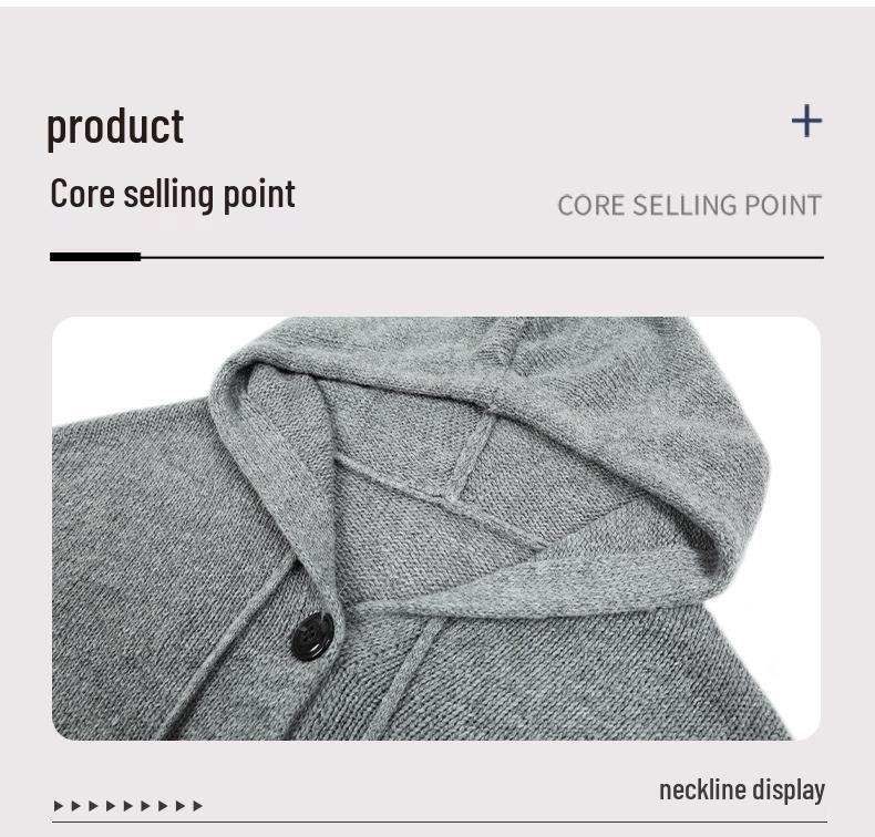 Mao Mao Yu Women's Hooded Solid Color Knit Cardigan - 2023 Autumn/Winter Collection