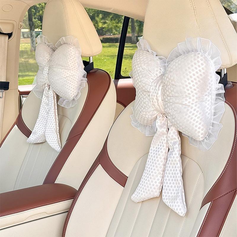 New car headrest waistrest lace polka dot car seat neck pillow cushion cute cushion