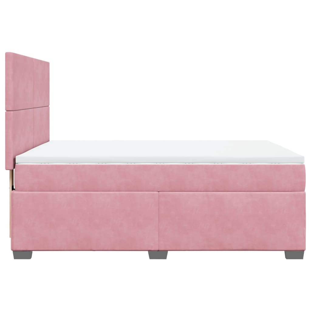 Pink Box Spring Bed with Mattress 140 X 190 Cm Velvet