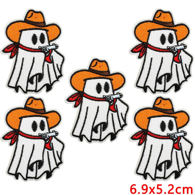 10pcs Wholesale Halloween Series Embroidered Patches For Clothes Jackets Diy Ghost Basketball Iron On Patches For Clothing 